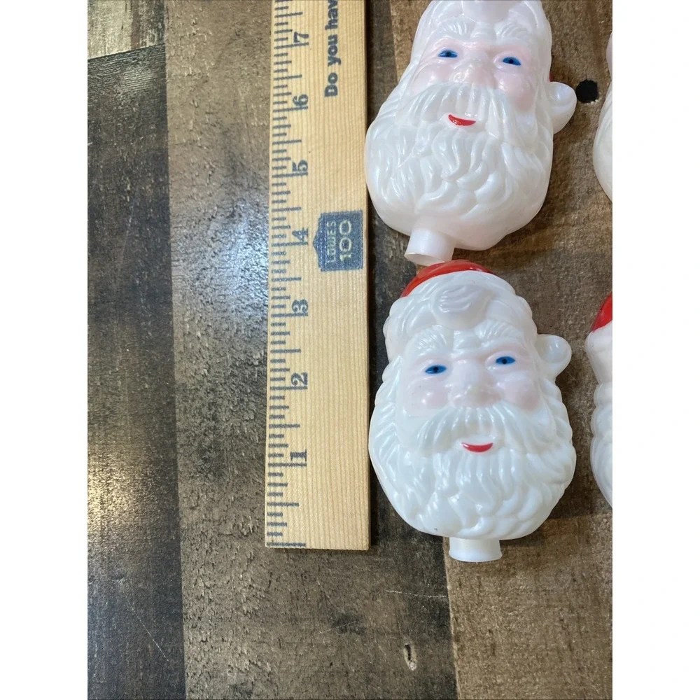 8 Blow Mold Acrylic Santa Claus Face Head Light Covers 3 1/2